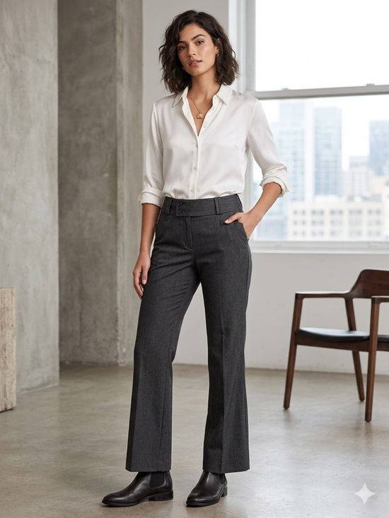 Banana Republic Pants - Banana Republic Women's Dark Gray Tailored Flare Trousers